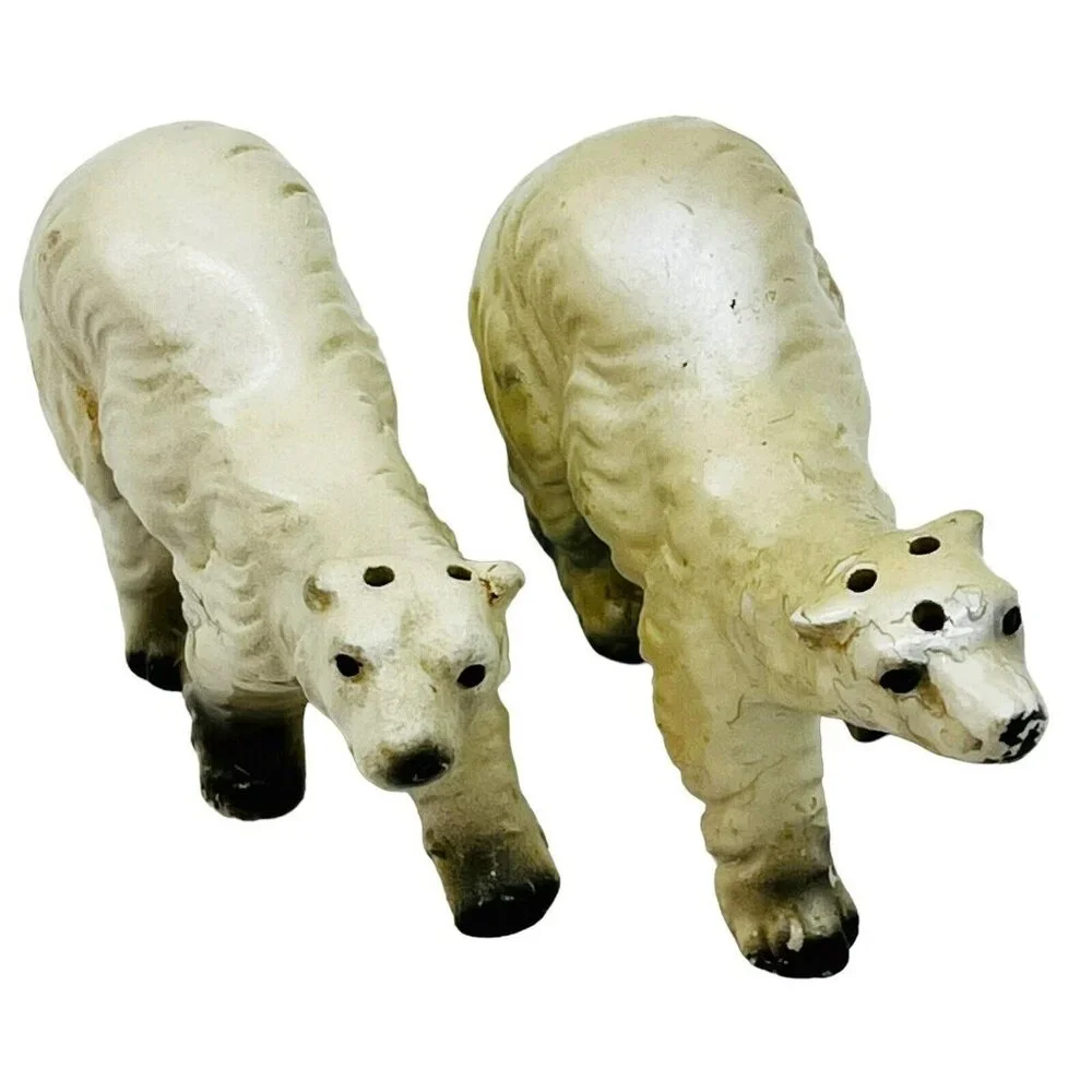 Vintage Polar Bear Salt Pepper Shakers Ceramic 3‎ inch READ